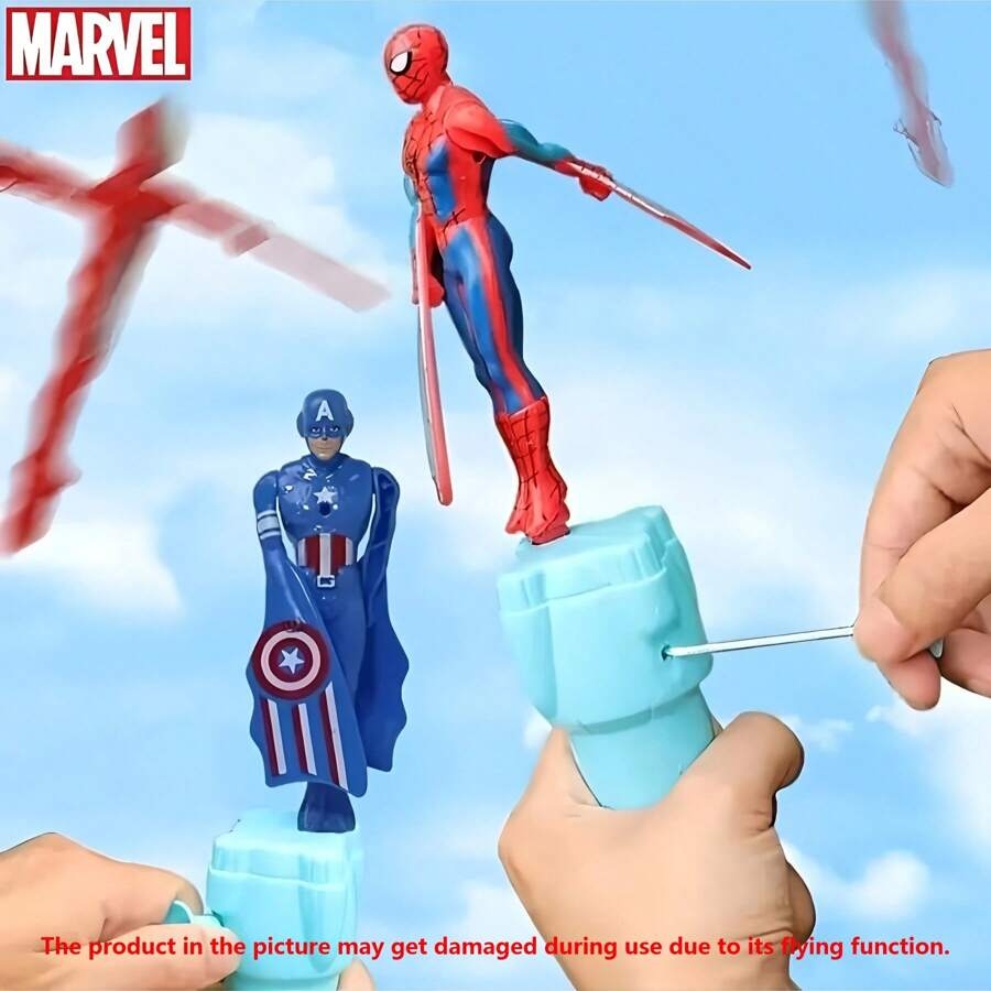 Event Launch Party - スーパーヒーロー – スパイダーマン/キャプテン・アメリカ – 竹製の飛翔昆虫、回転して飛ばす。 誕生日プレゼント、子供のおもちゃ。
