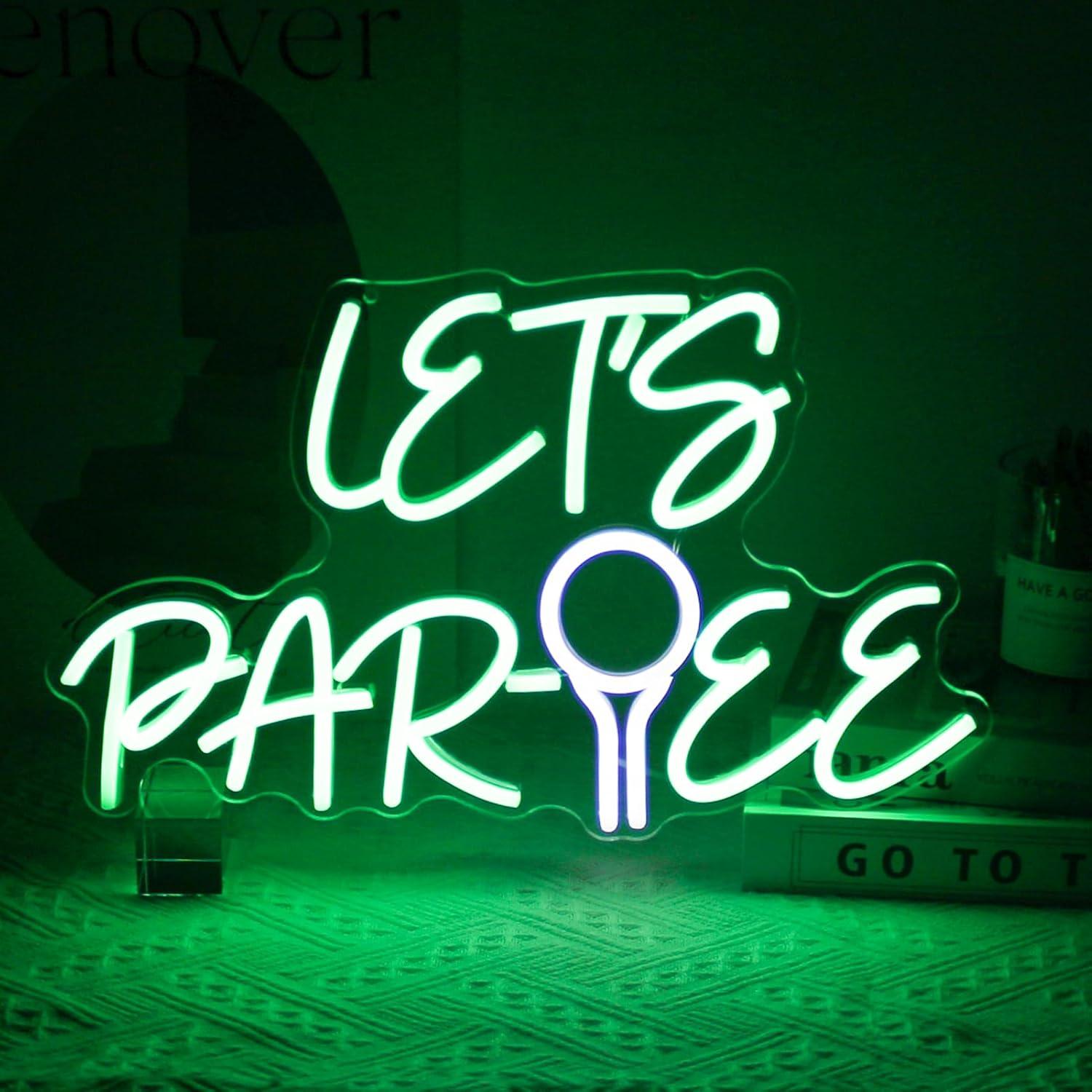 Neon Sign Party - ゴルフボール型のネオンサイン、USB調光式LEDネオンライト、ゴルフクラブ、寝室、男の隠れ家、パーティー、壁飾り、ギフトに最適です。