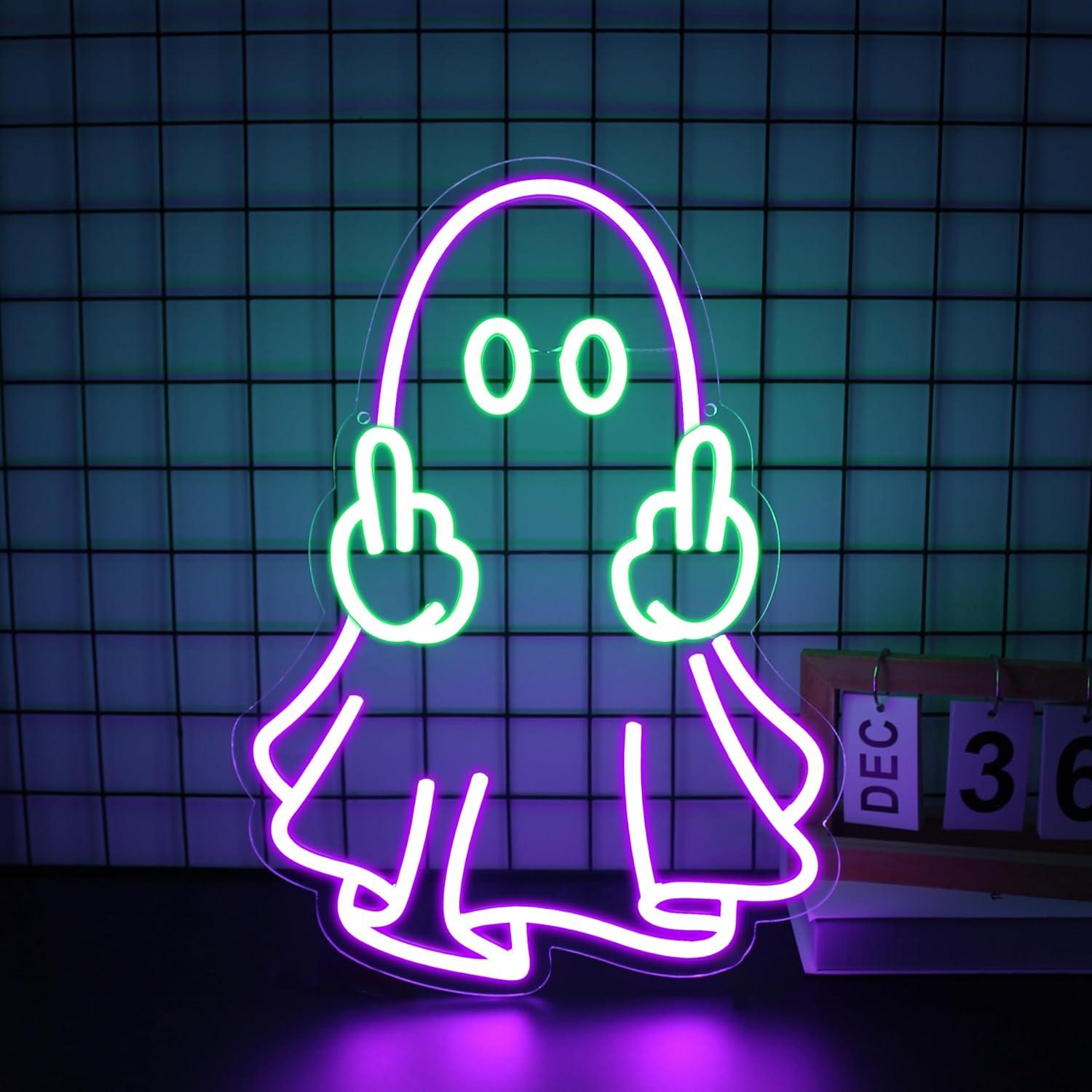 Neon Sign Party - ゴーストネオンサイン USB電源 LED調光可能ネオンライト 家庭用寝室クラブパーティーバーショップルームウォールアートデコレーションナイトライト