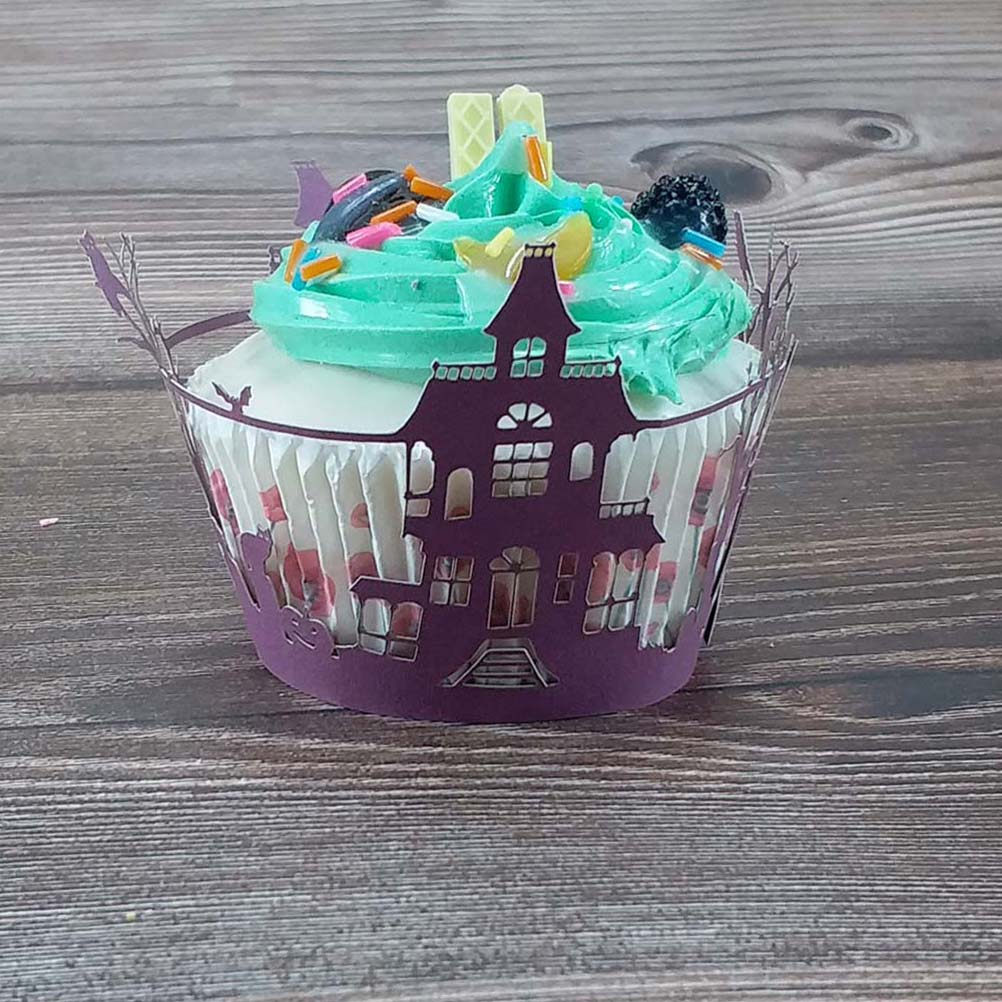 Plastic Cup 50Pcs - 50 個のウェディングケーキラッパー中空デザイン装飾カップケーキカップ誕生日パーティーベビーシャワーエレガントなデザートホルダー用