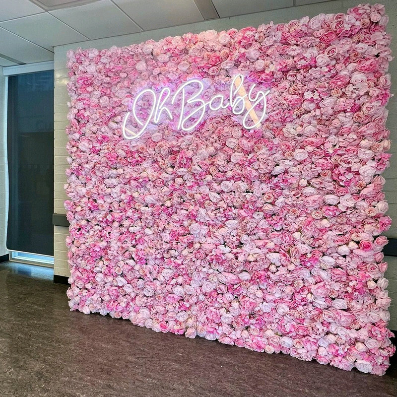 Flower Wall Panel - 造花壁パネル,偽物の花,誕生日,クリスマスの装飾,紫,ピンク