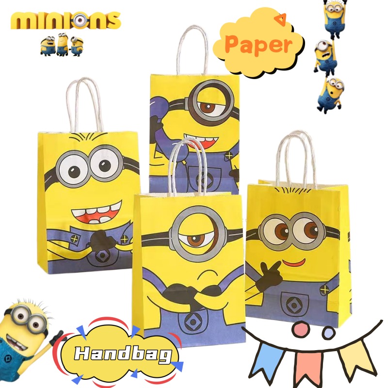 Party Favor Bag - 20 個怪盗グルーのミニオン誕生日祭りパーティー紙ギフトバッグかわいいギフト包装袋大容量ハンドバッグ卸売