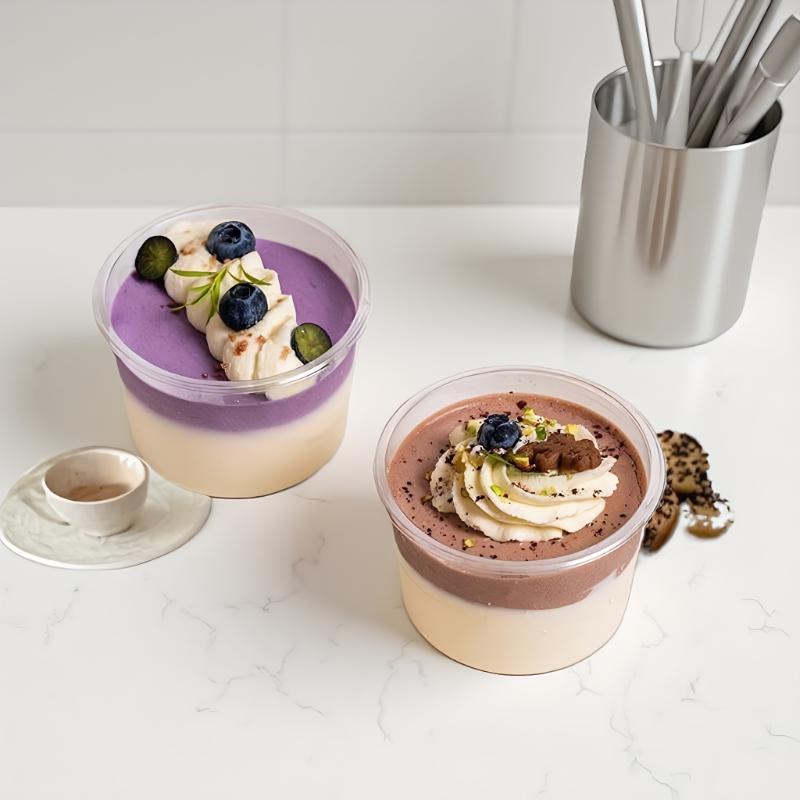 Plastic Cup 50Pcs - 50 個の透明なプラスチックカップ使い捨てムースデザートボックス蓋付きデザートアクリル食品ケーキカップ 150/250/380 ミリリットル包装箱