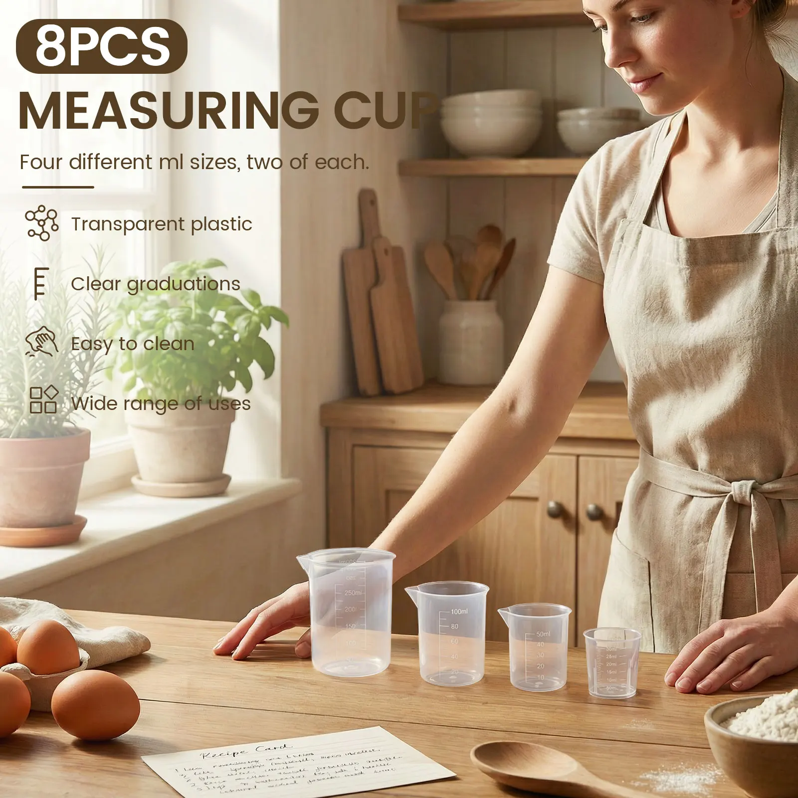 8 個のプラスチック計量カップセット 30/50/100/2 - Plastic Cup 50Pcs のレビューと価格