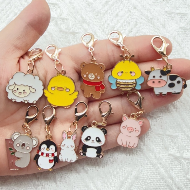 10個入り合金製ドリップオイル漫画動物キーホルダー、バッグ吊 - Party Favor Bag のレビューと価格