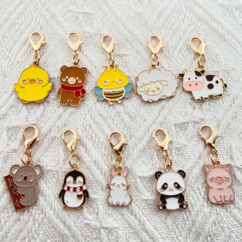 10個入り合金製ドリップオイル漫画動物キーホルダー、バッグ吊 - Party Favor Bag のレビューと価格