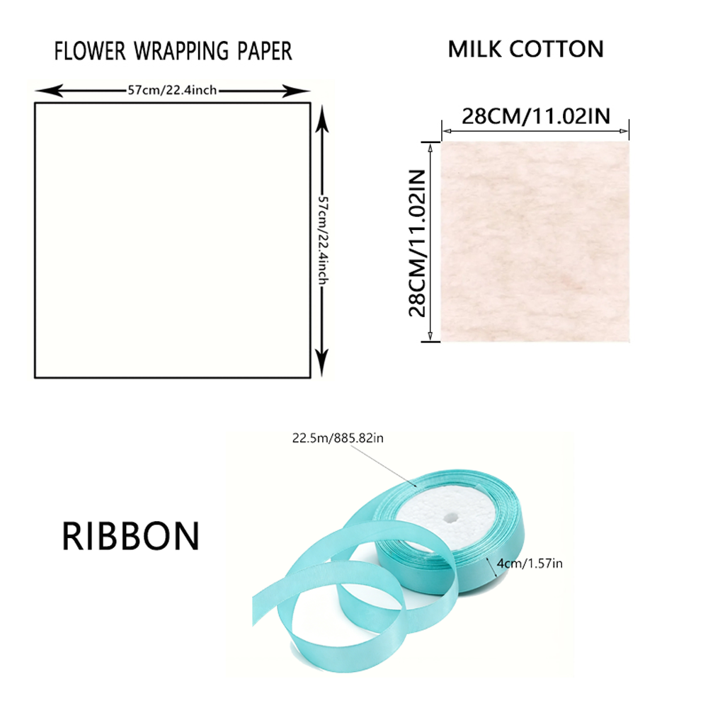 20枚の花柄ブーケ用包装紙、1cm幅のサテンリボン、20枚の - Papercraft Supply Ribbon のレビューと価格