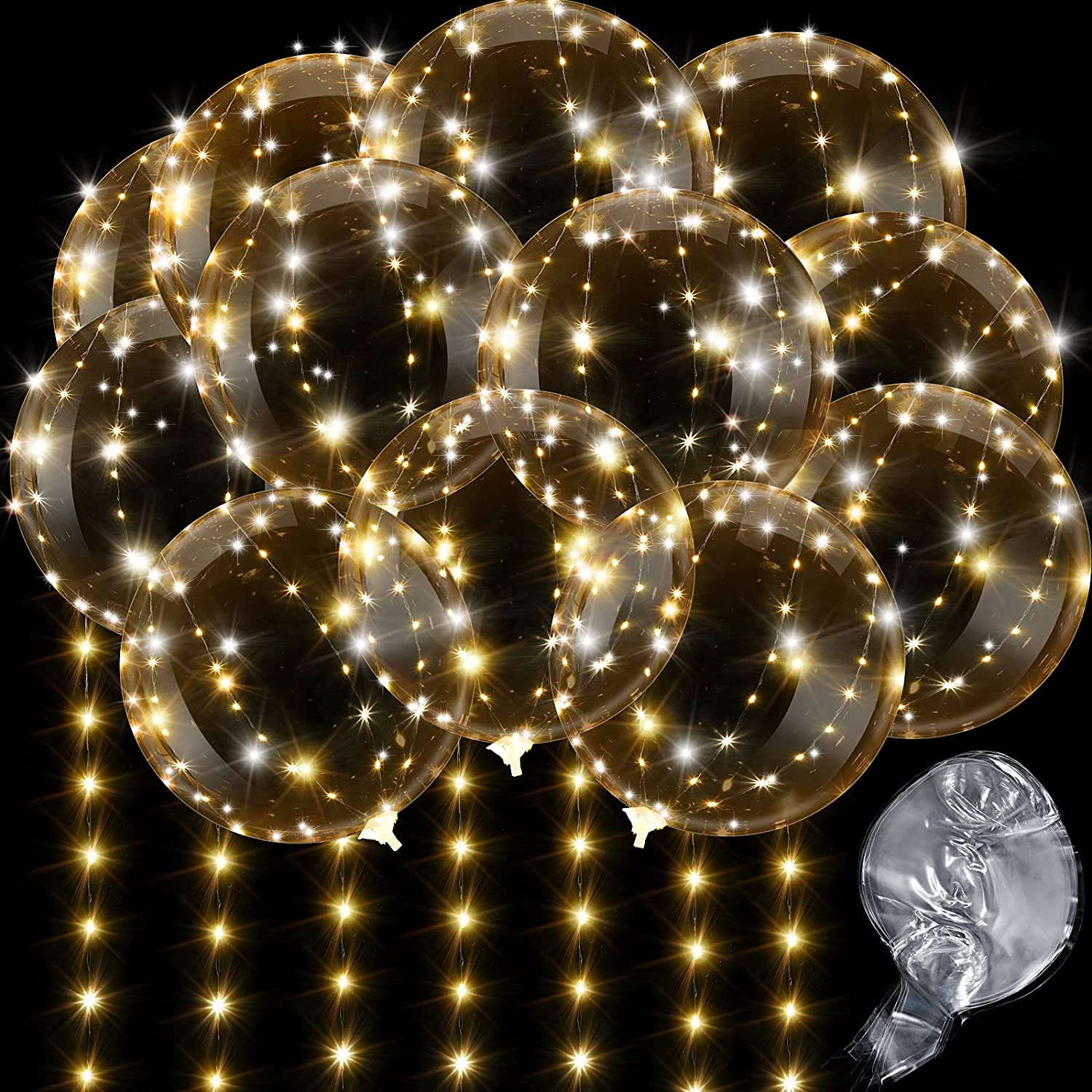 4 個の LED バルーンライト付き発光透明ボボバルーン結婚 - Led Balloon Light のレビューと価格