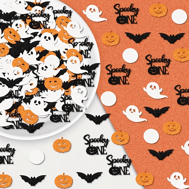 ハロウィンテーブル紙吹雪オレンジブラックシルバーカボチャバッ - Papercraft Supply Confetti のレビューと価格