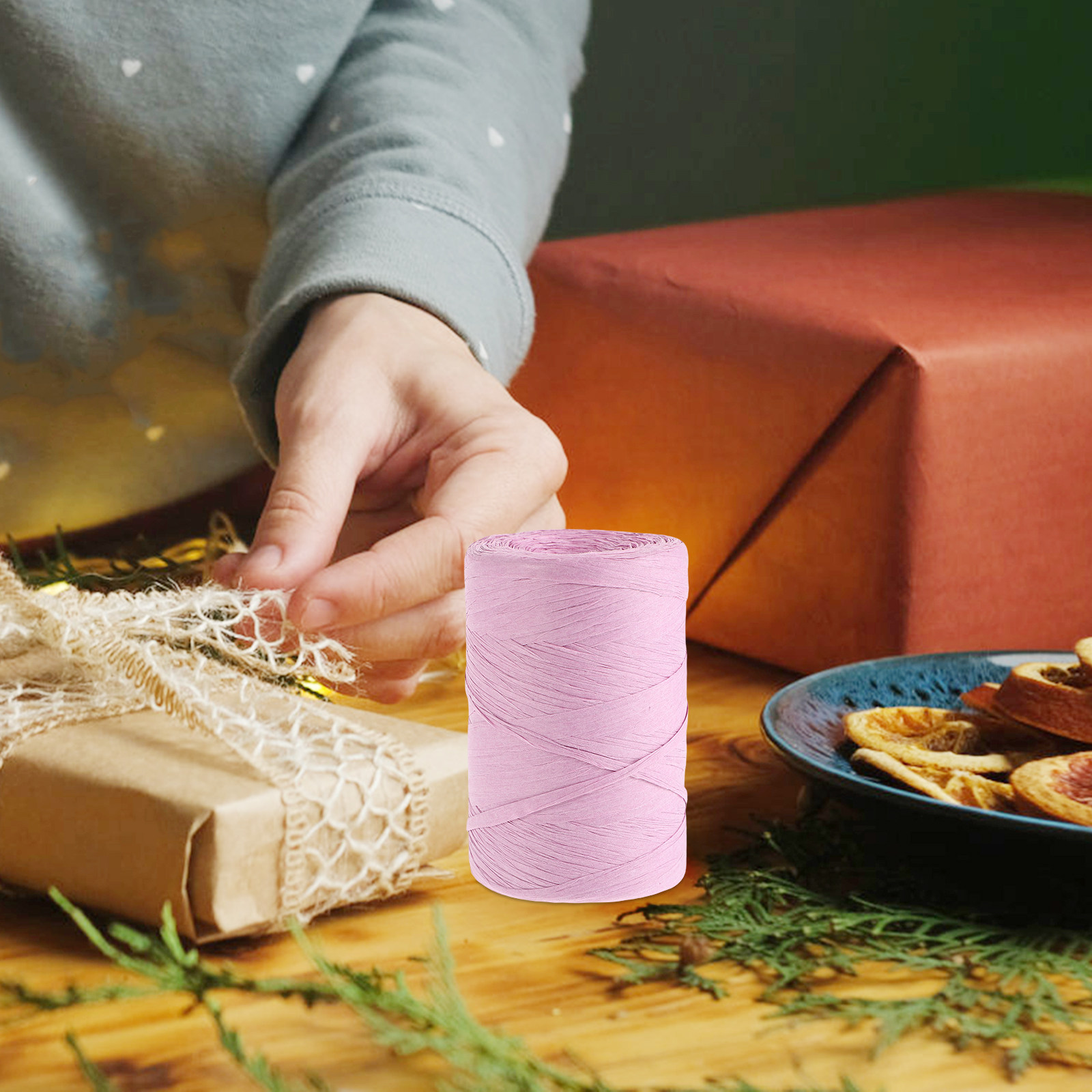 カラーラフィアペーパーストリング フラットリボン フラワーラ - Papercraft Supply Ribbon のレビューと価格