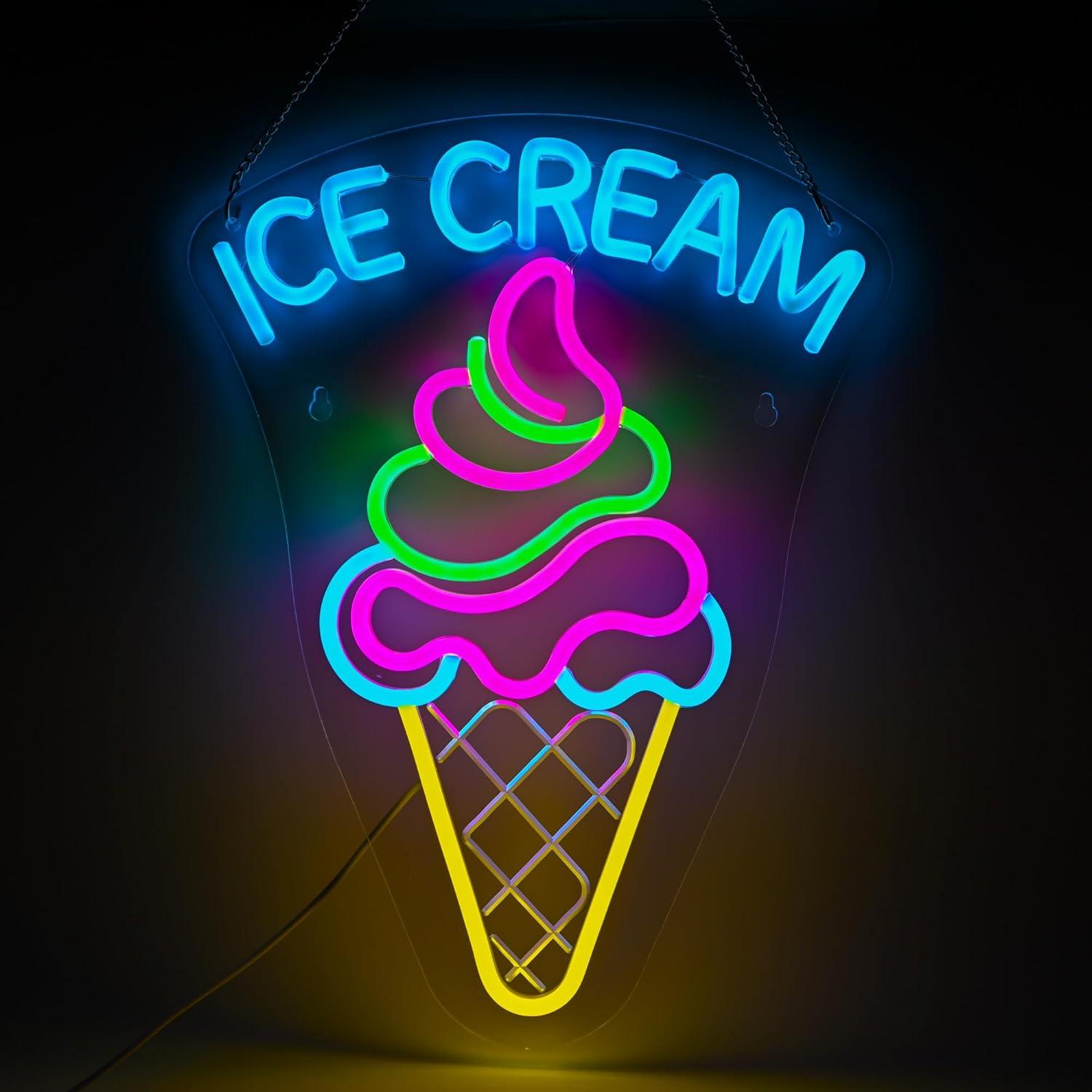 アイスクリームネオンサイン調光可能デザートバーLEDライト、 - Neon Sign Party のレビューと価格
