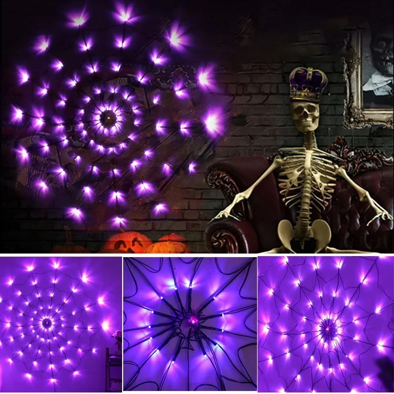ハロウィン LED ストリングライト クモの巣 ゴーストフェ - Neon Sign Party のレビューと価格