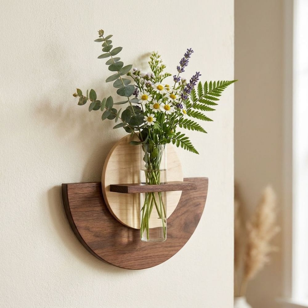 楕円形の木製壁掛け花棚 省スペース 厚手の吊り下げ式植物パネ - Flower Wall Panel のレビューと価格
