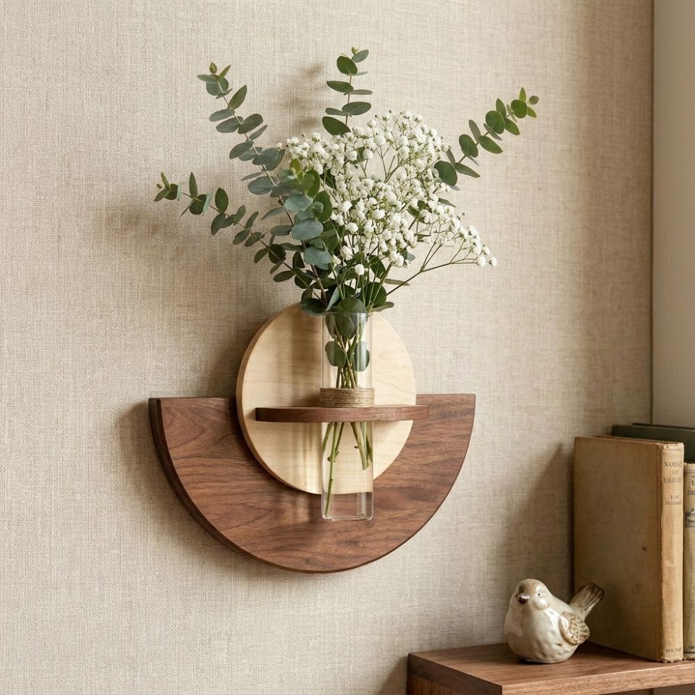 楕円形の木製壁掛け花棚 省スペース 厚手の吊り下げ式植物パネ - Flower Wall Panel のレビューと価格