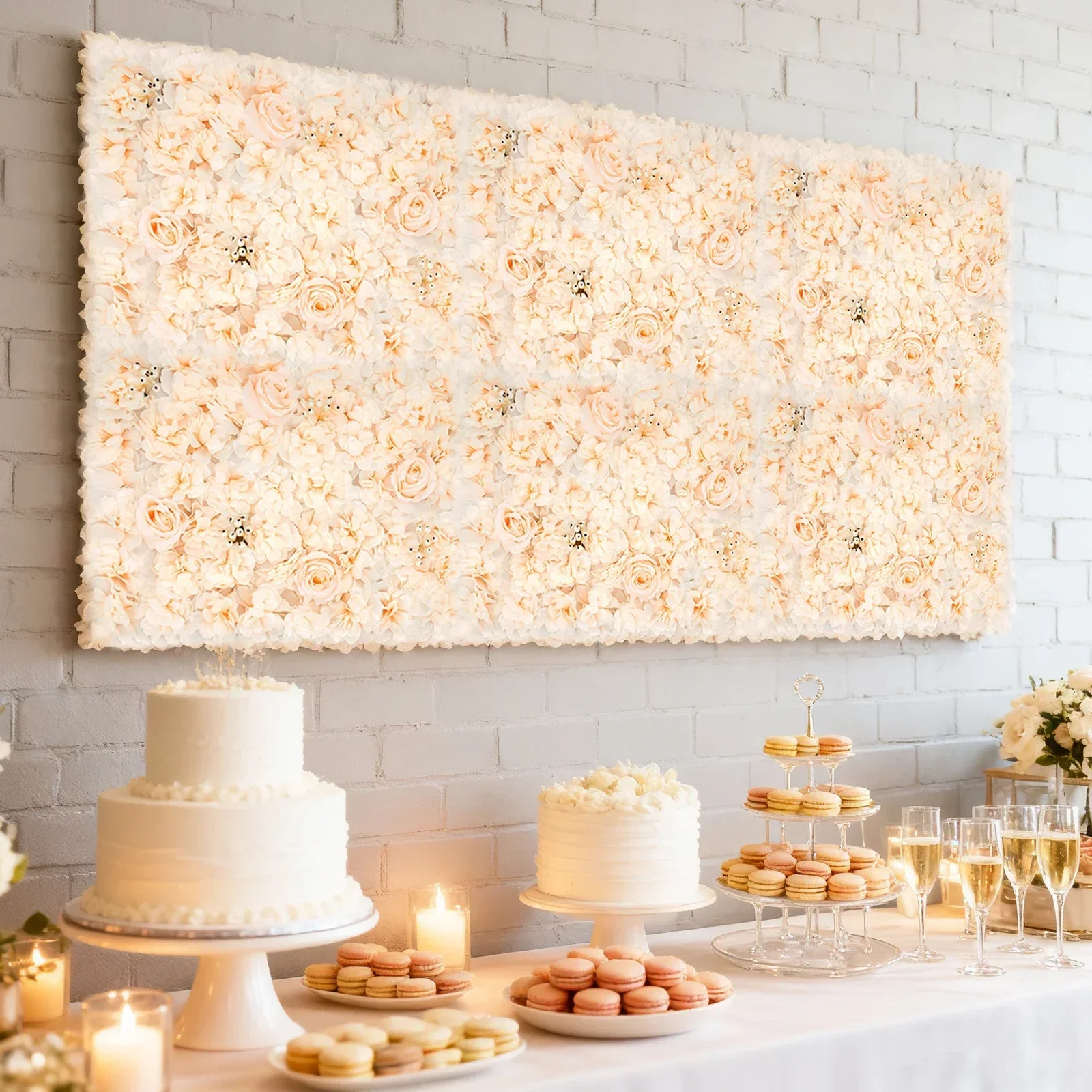 6 個 60*40 センチメートル造花壁パネル、シャンパンロ - Flower Wall Panel のレビューと価格